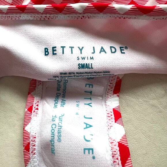 Betty Jade bikini bottoms Small red white gingham side tie plaid swimsuit string - Picture 3 of 3